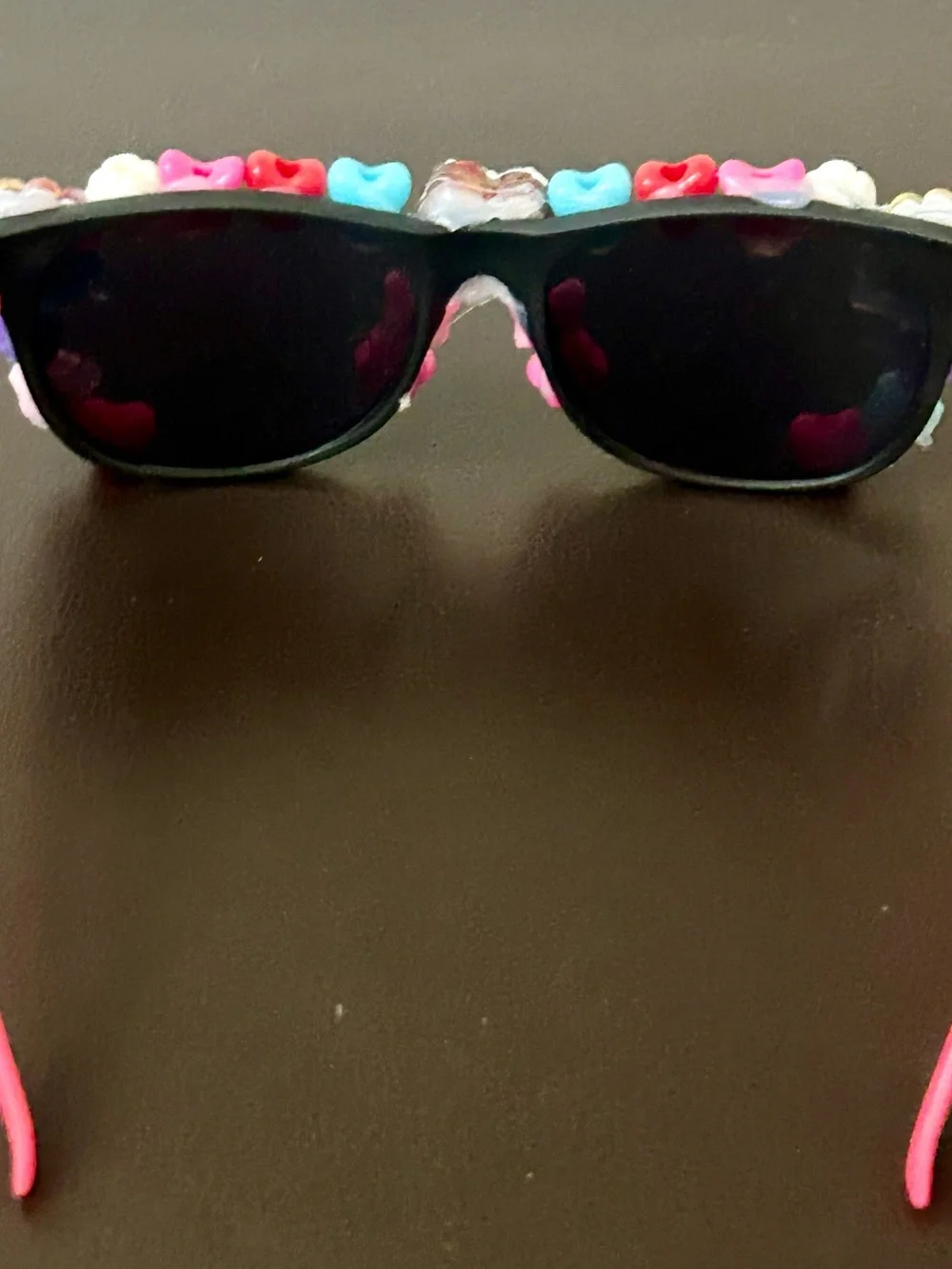 Girls Pink Decorative Heart & Flower Sunglasses